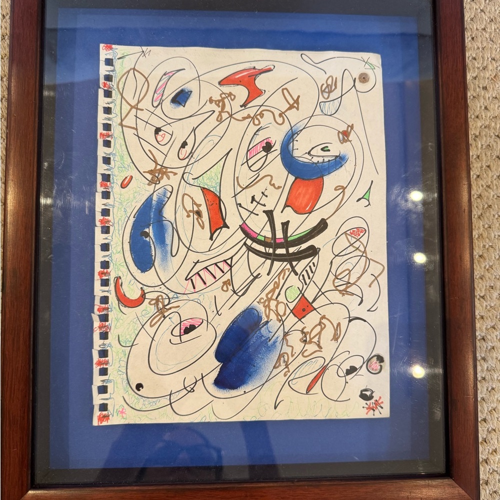 Abstract Framed Art with Blue and Red Accents.framed.skutz.